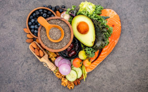 healthy foods in a heart shape